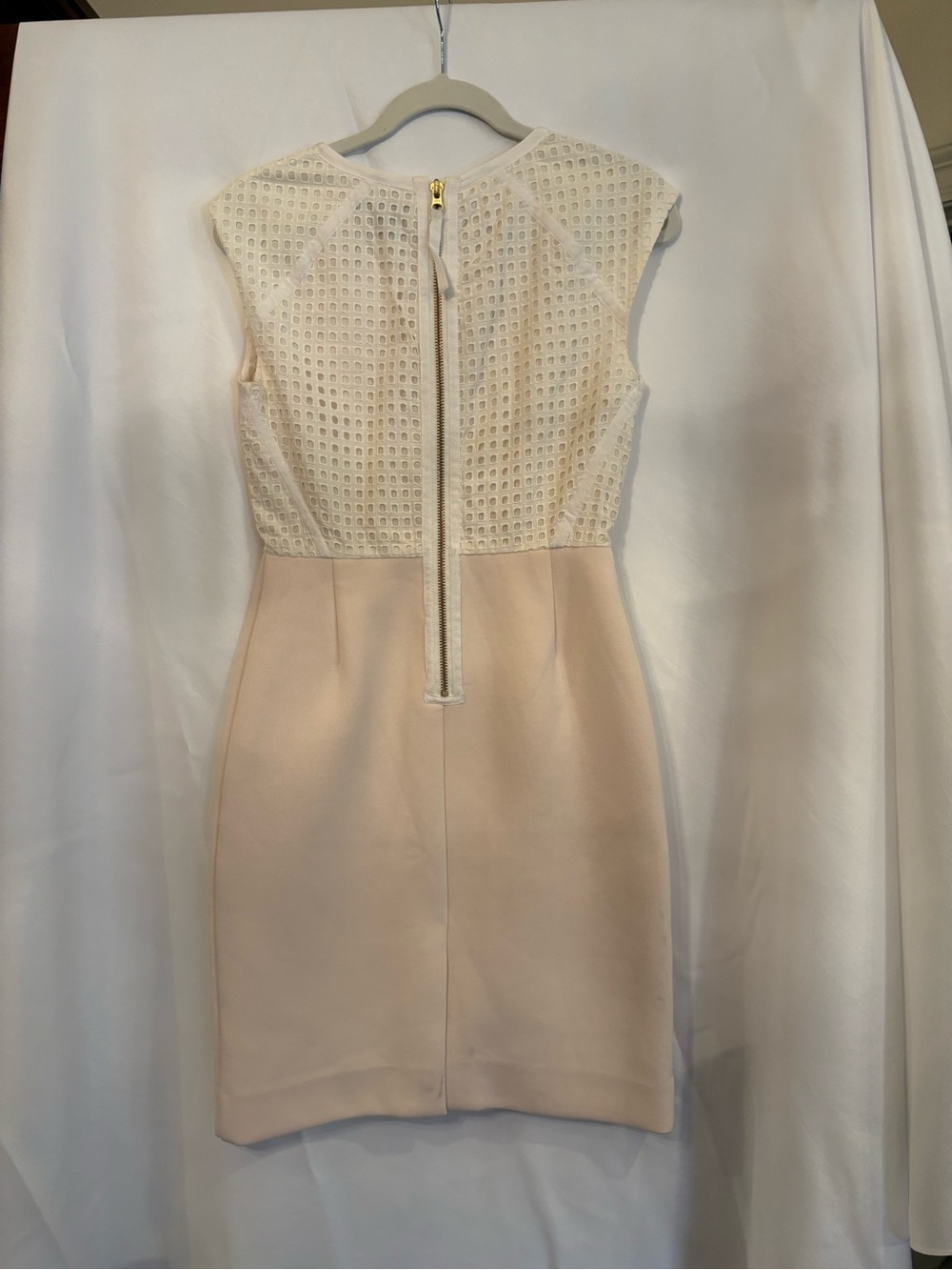 J Crew  White and Pale Blush Sheath Dress - Elegant Two-Tone Shift